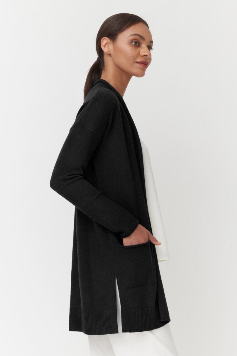 Cardigan Cuyana Single-Origin Cashmere Long Noir Femme | RET-1165181