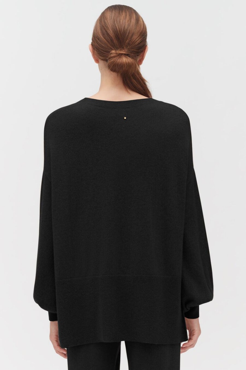 Chandails Cuyana Single-Origin Cashmere Open Side Noir Femme | NLI-4705958