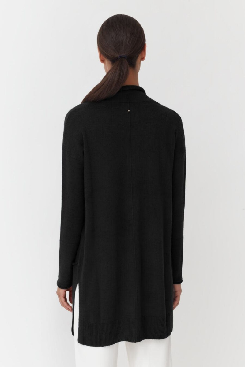 Cardigan Cuyana Single-Origin Cashmere Long Noir Femme | RET-1165181