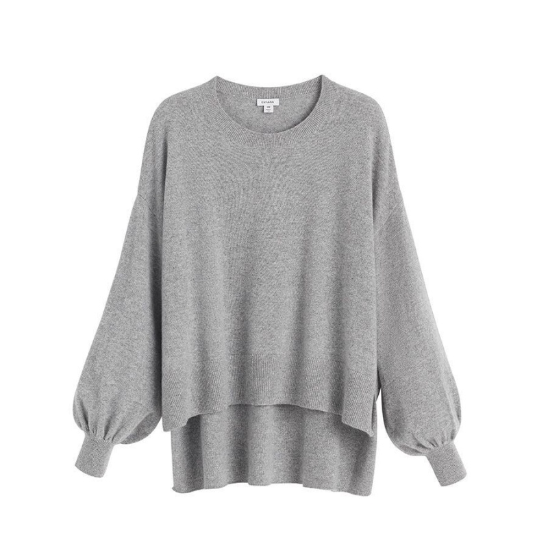 Chandails Cuyana Single-Origin Cashmere Open Side Grise Clair Femme | MJK-1731525