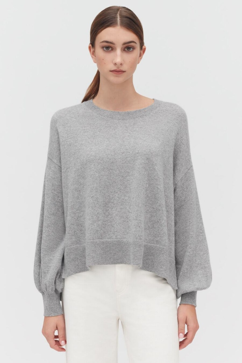 Chandails Cuyana Single-Origin Cashmere Open Side Grise Clair Femme | MJK-1731525