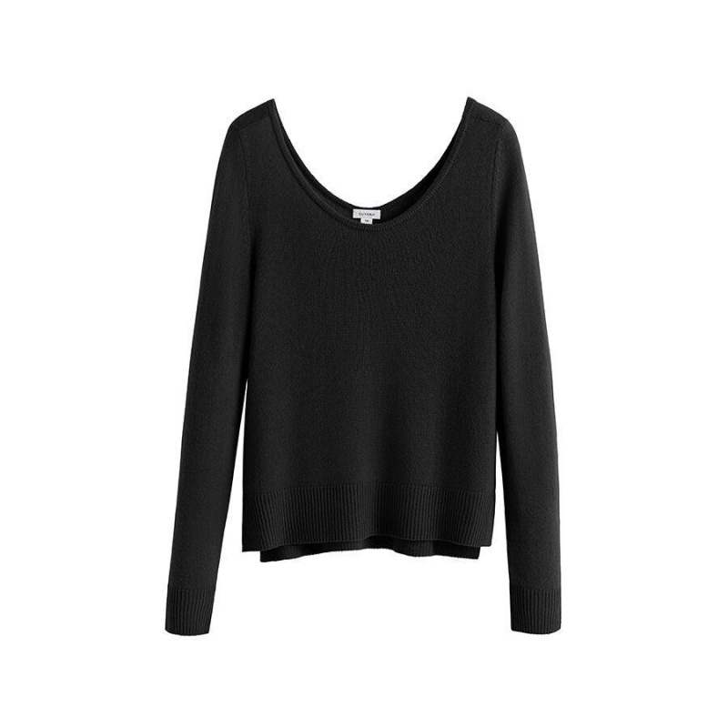 Chandails Cuyana Single-Origin Cashmere Scoop Neck Noir Femme | RAK-9327054