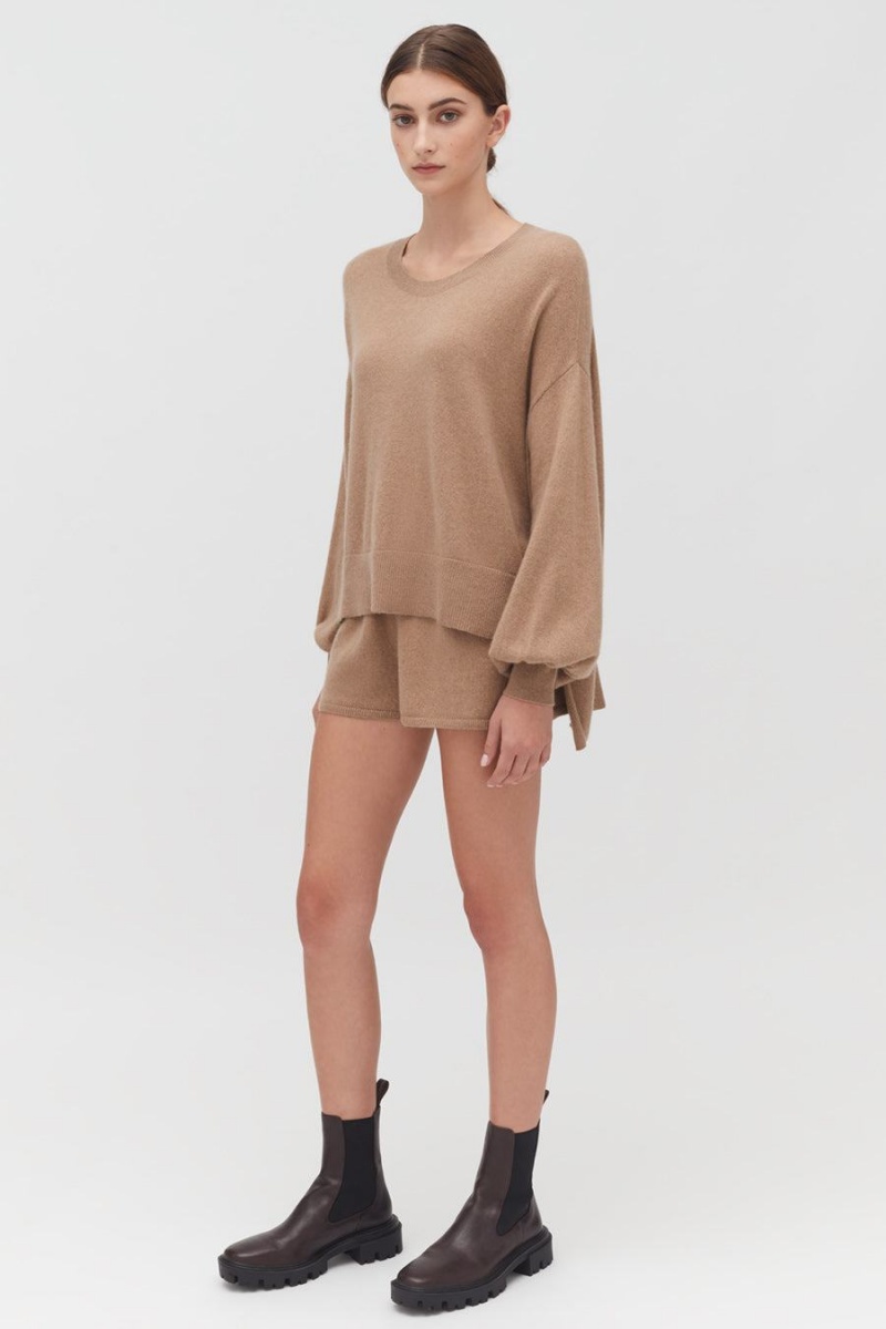 Short Cuyana Single-Origin Cashmere Marron Femme | CWC-8653056