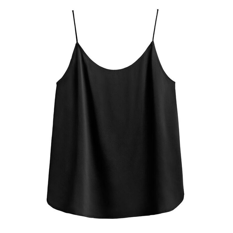 Debardeur Cuyana Washable Charmeuse Cross-Back Cami Noir Femme | NEP-6274893