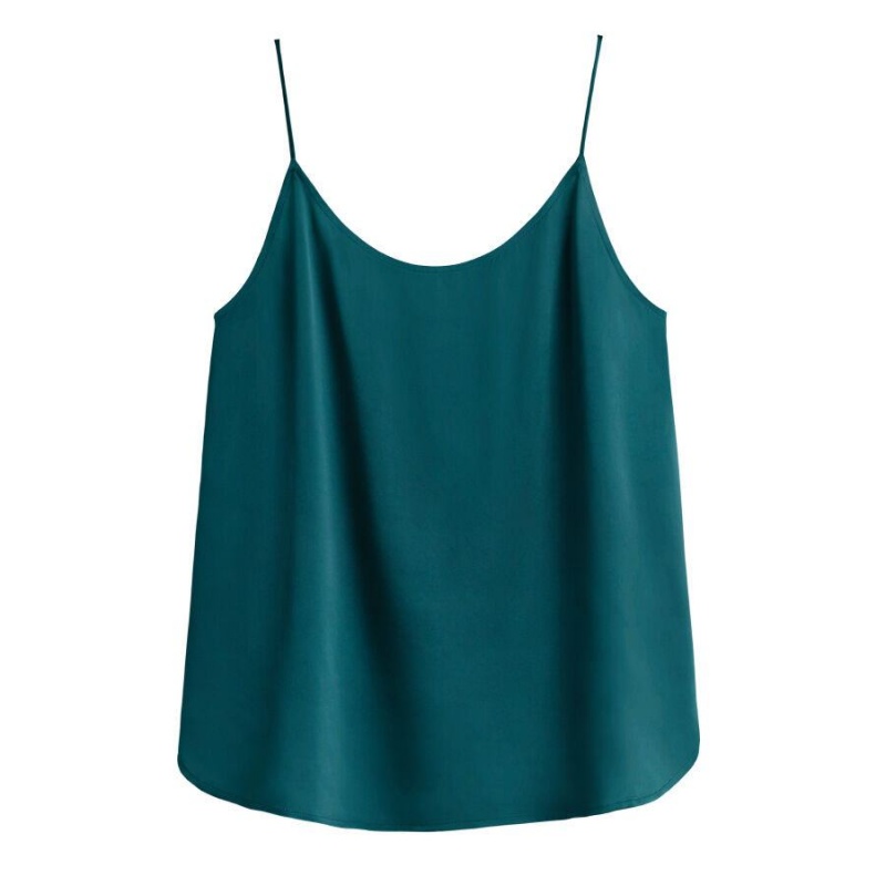 Debardeur Cuyana Washable Charmeuse Cross-Back Cami Bleu Femme | ZTJ-9092426