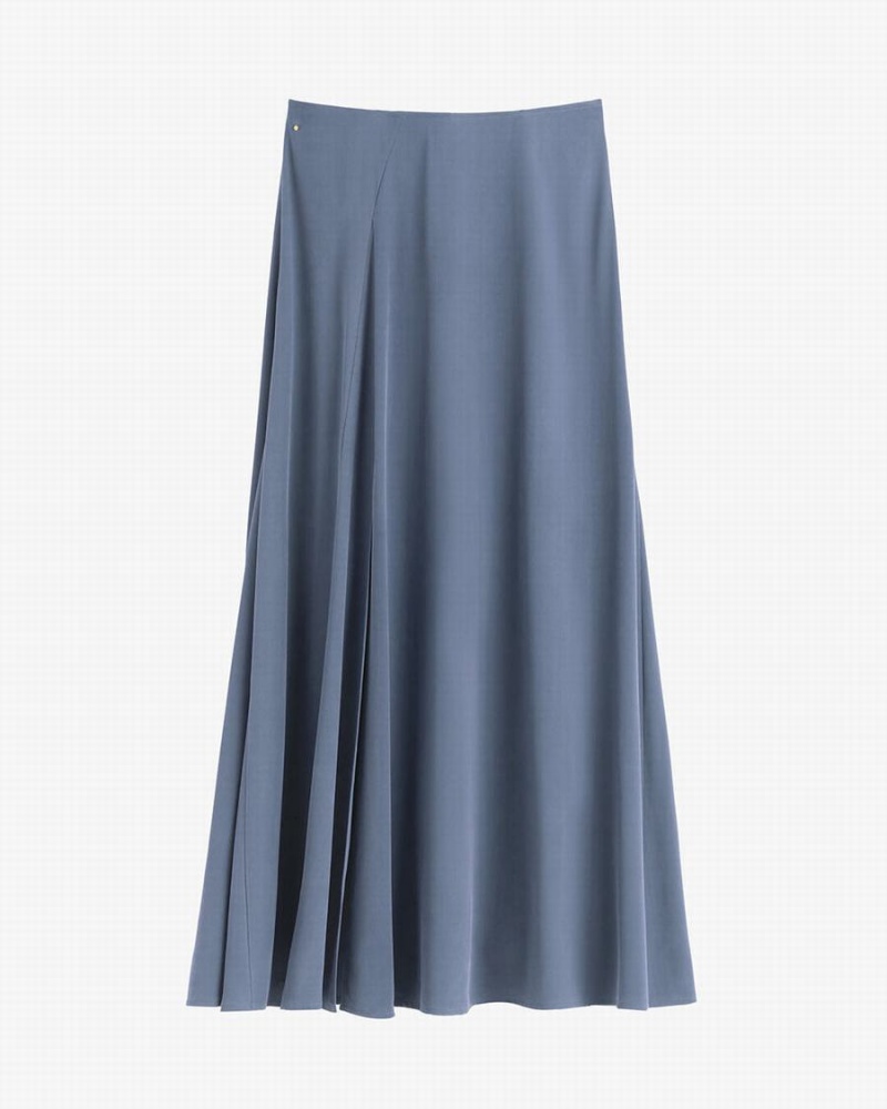 Jupes Cuyana Washable Silk Maxi Bleu Femme | AFT-9152515