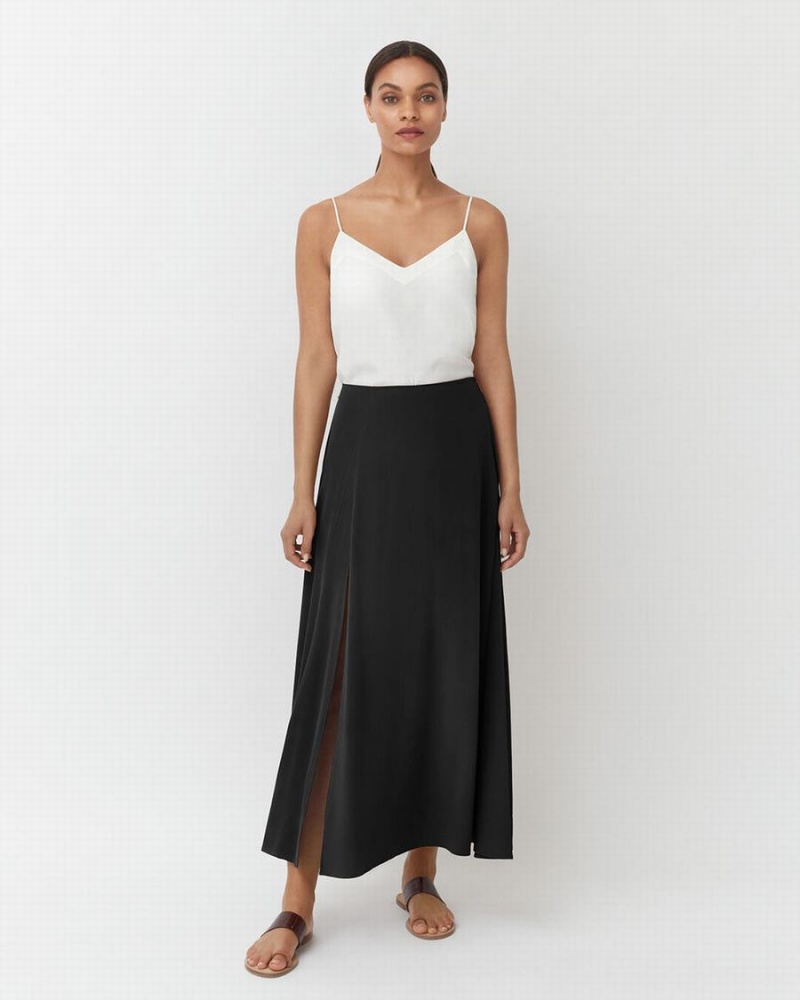 Jupes Cuyana Washable Silk Maxi Noir Femme | MDF-8672723