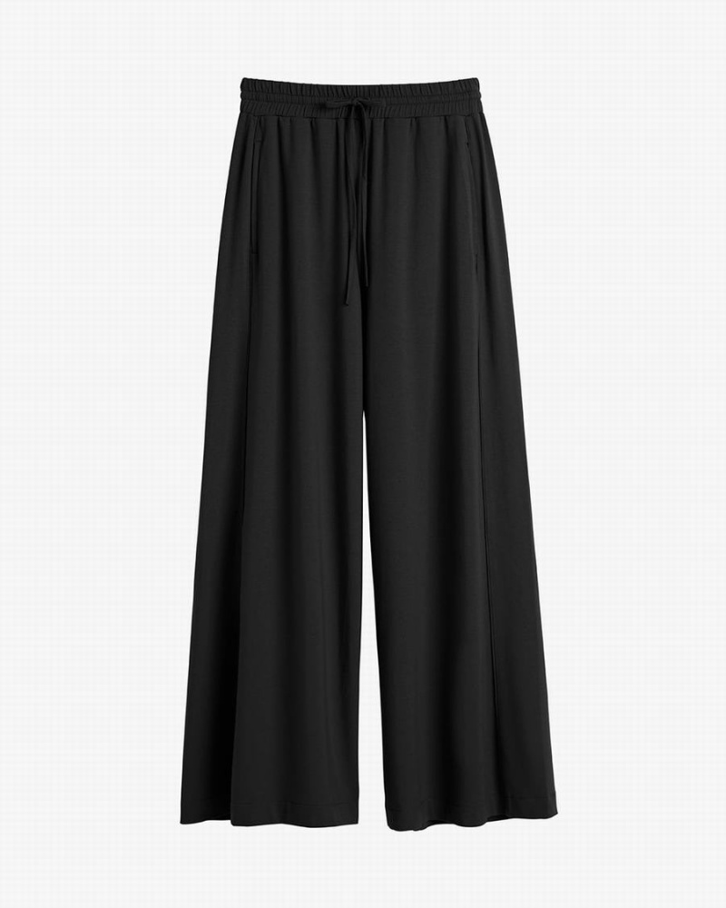 Pantalon Cuyana Larges-Leg Drawstring Noir Femme | UFT-4662169