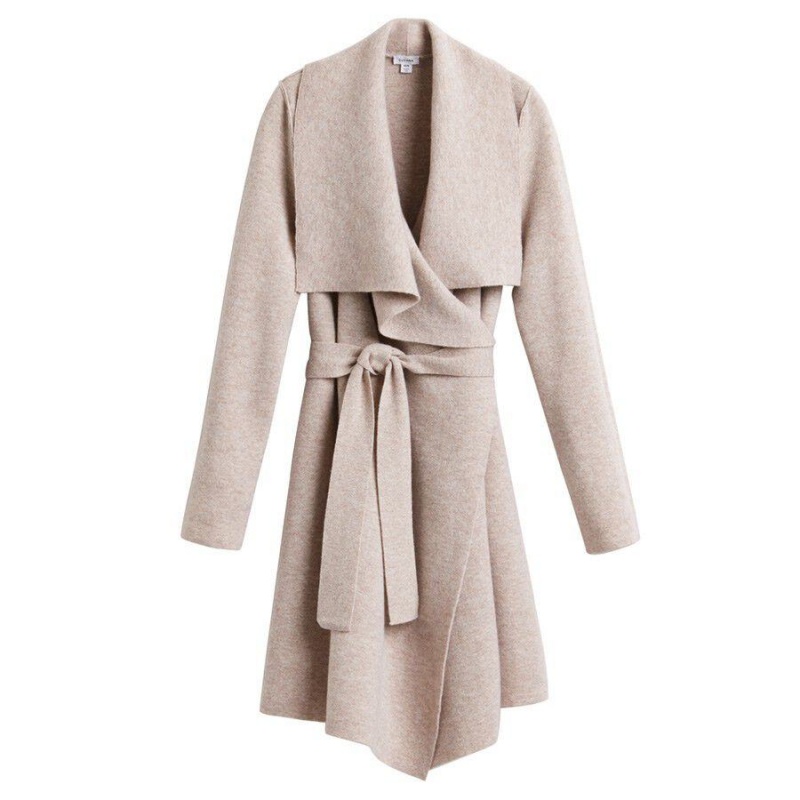 Manteaux Cuyana Laine Cashmere Corta Wrap Beige Femme | JDI-4888741