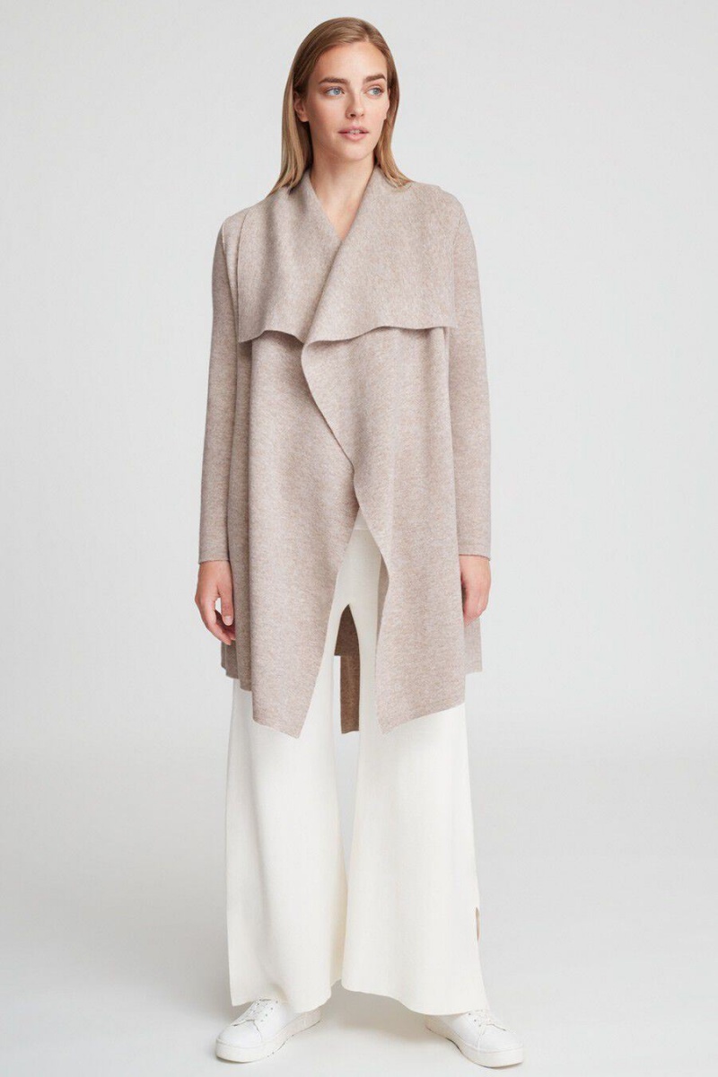 Manteaux Cuyana Laine Cashmere Corta Wrap Beige Femme | JDI-4888741