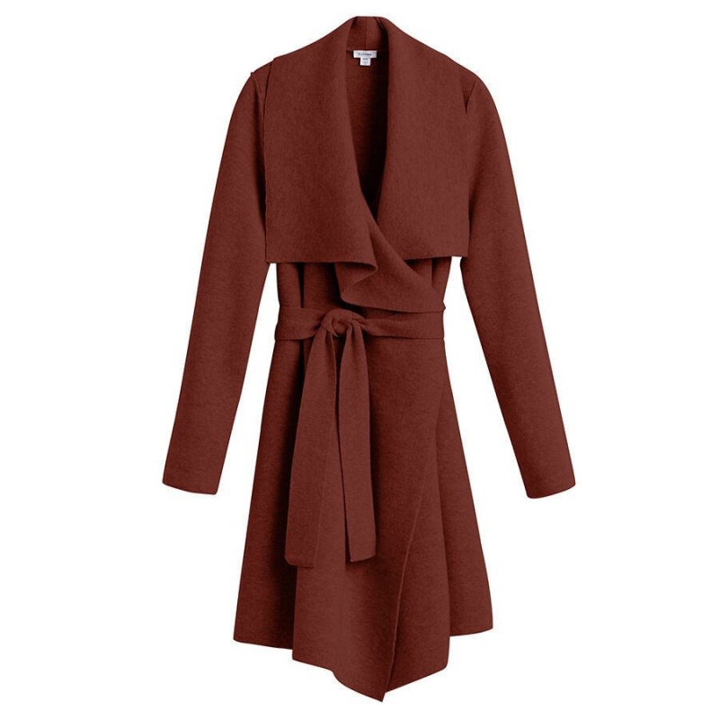 Manteaux Cuyana Laine Cashmere Corta Wrap Rouge Femme | IQV-7961077