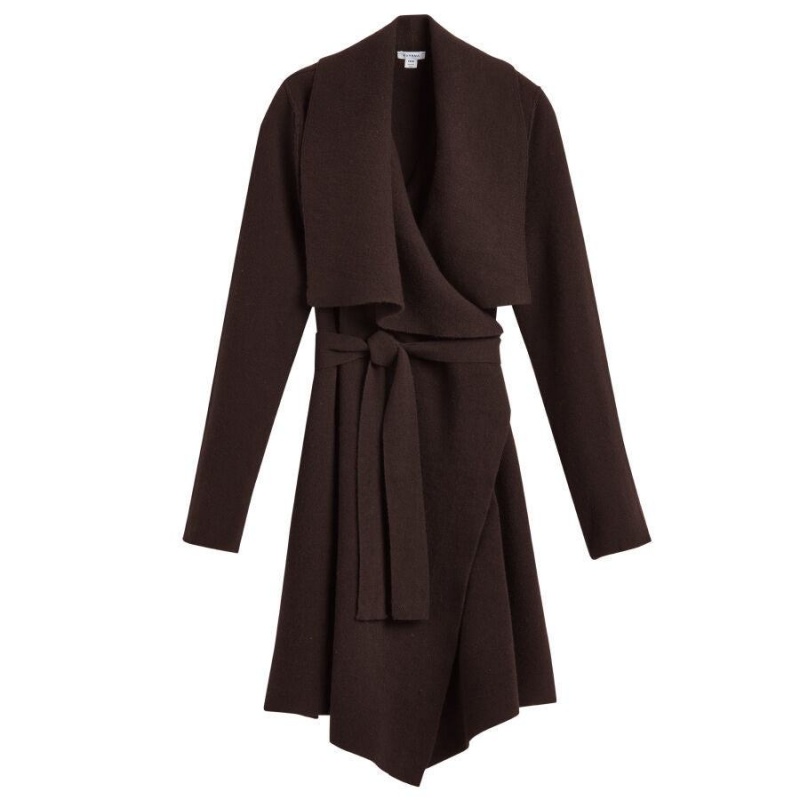 Manteaux Cuyana Laine Cashmere Corta Wrap Marron Foncé Femme | GXH-5760411