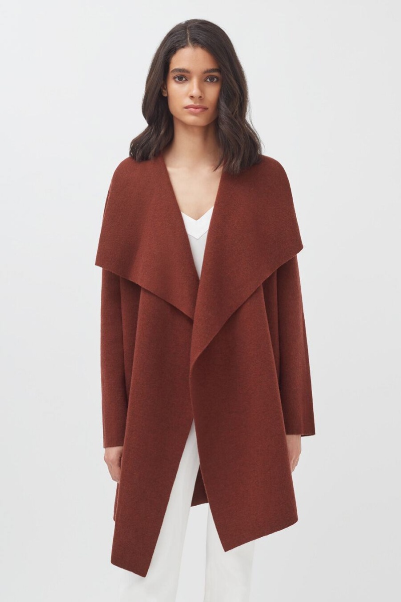 Manteaux Cuyana Laine Cashmere Corta Wrap Rouge Femme | IQV-7961077