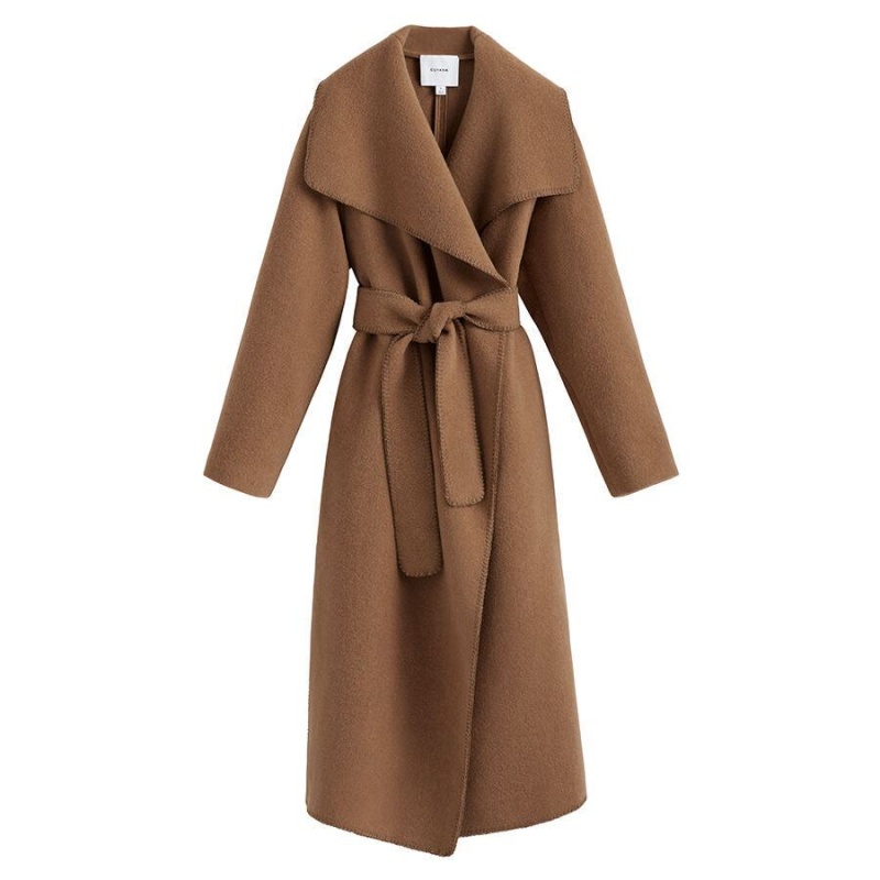 Manteaux Cuyana Light Laine Wrap Marron Femme | XCR-4580334